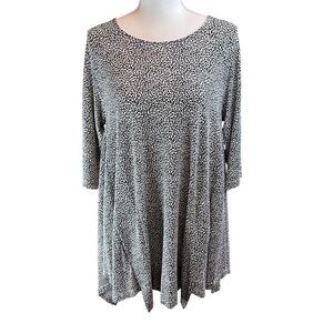ALEMBIKA Leopard Print Knit Top Tunic Sz Small‎ Long Sleeve Lagenlook Loose Fit